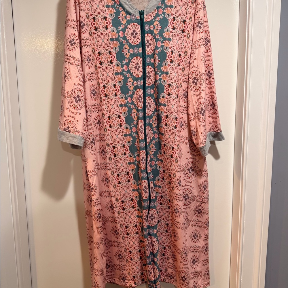 Chic Long Sleeve Pink and Gray Dress